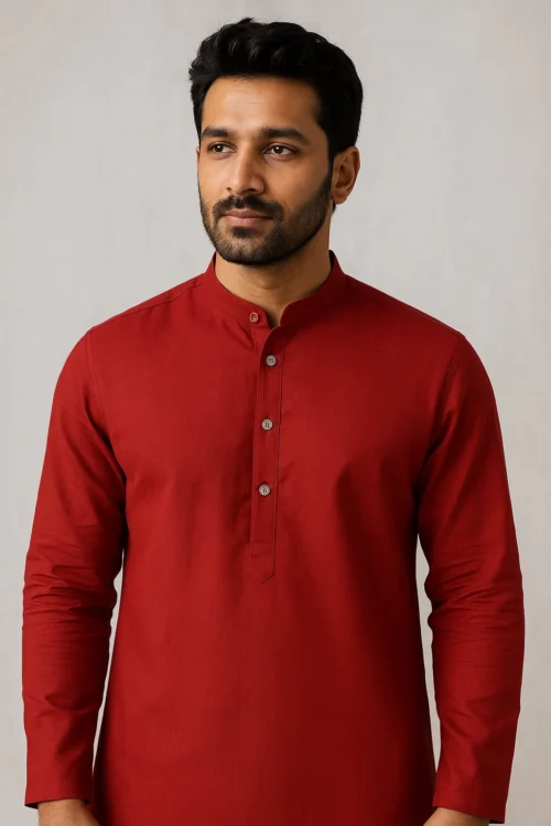 Kurta Nidhi Kunj Kesar (Plain Cotton)