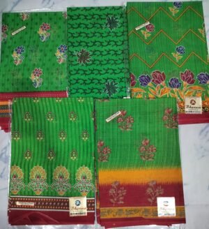 Cotton Saree Bherwa Hariyali Pari
