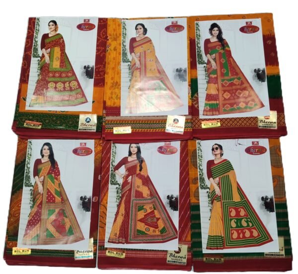 Cotton Saree Bherwa Bol Bum