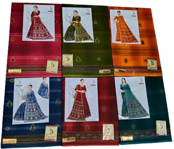 Cotton Saree Bansiwala Olive Checks