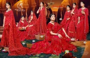Synthetic Saree Satvachan Red Velvet