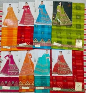 Cotton Saree Bansiwala Olive Checks