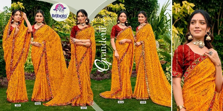 Synthetic Saree Laxmi Shri Marigold