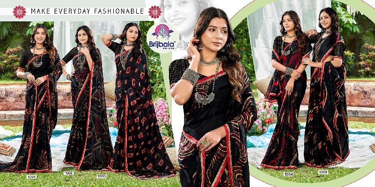 Synthetic Saree Laxmi Shri Black Silk