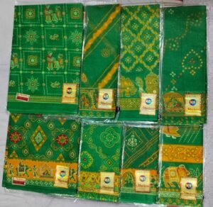 Cotton Saree Maa Laxmi Garba Green