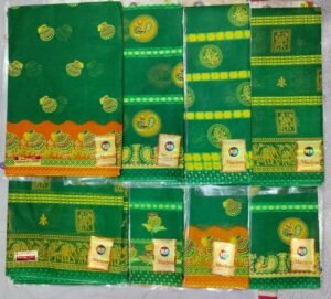 Cotton Saree Maa Laxmi Rudrakash Green
