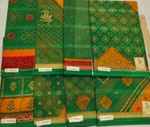 Cotton Saree Bansiwala Doria Hariyali