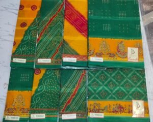 Cotton Saree Bansiwala Vrindavan Green